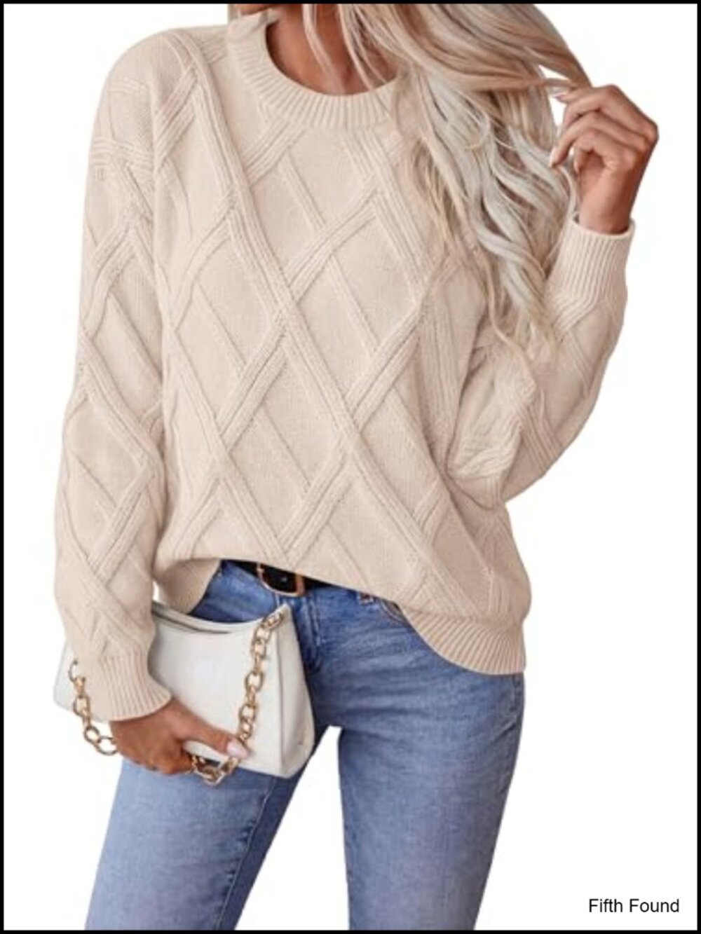 Women's Cable Knit Sweater Crewneck Long Sleeve Pullover Loose Fit